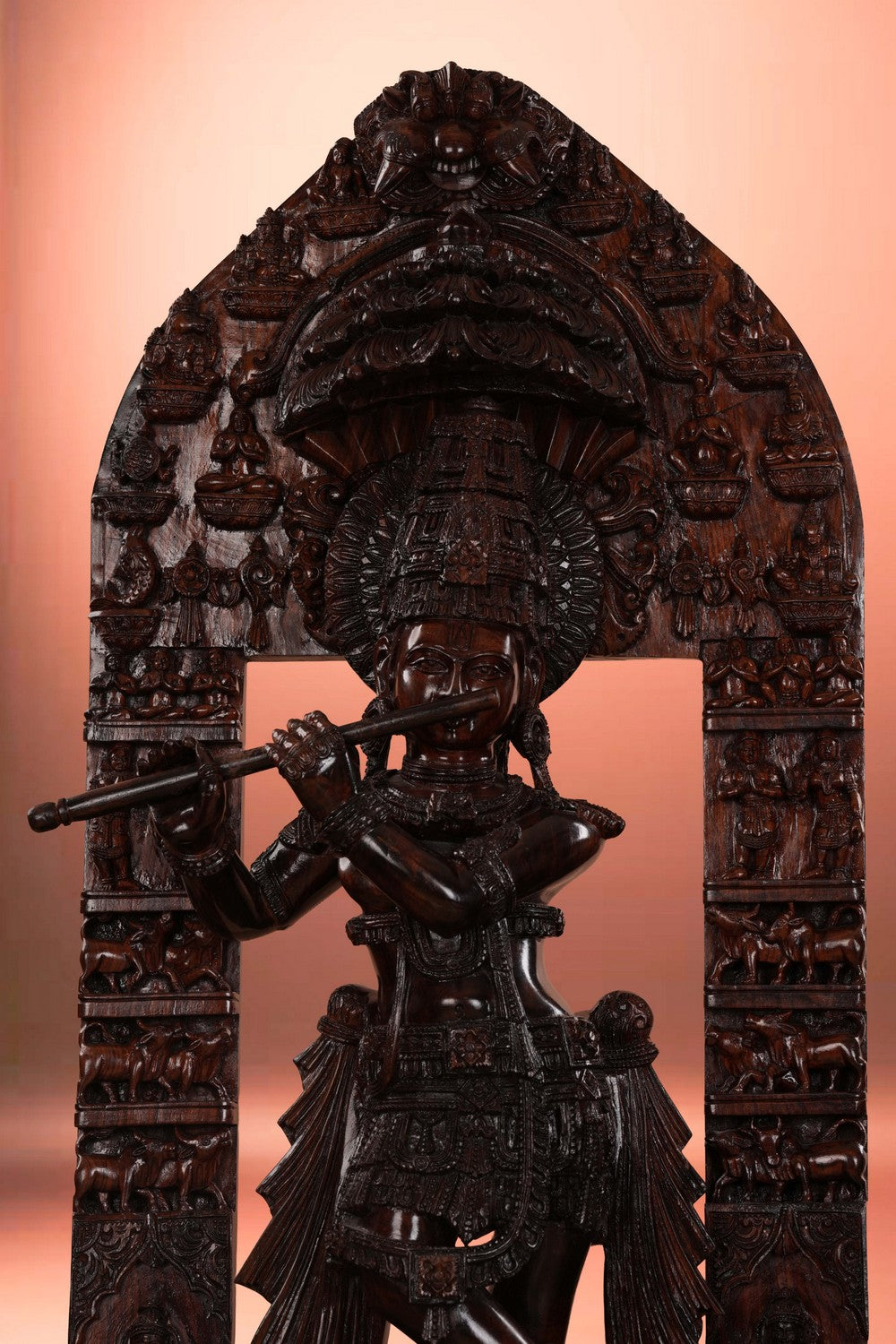 Image of Lord Krishna Statue in Rose Wood